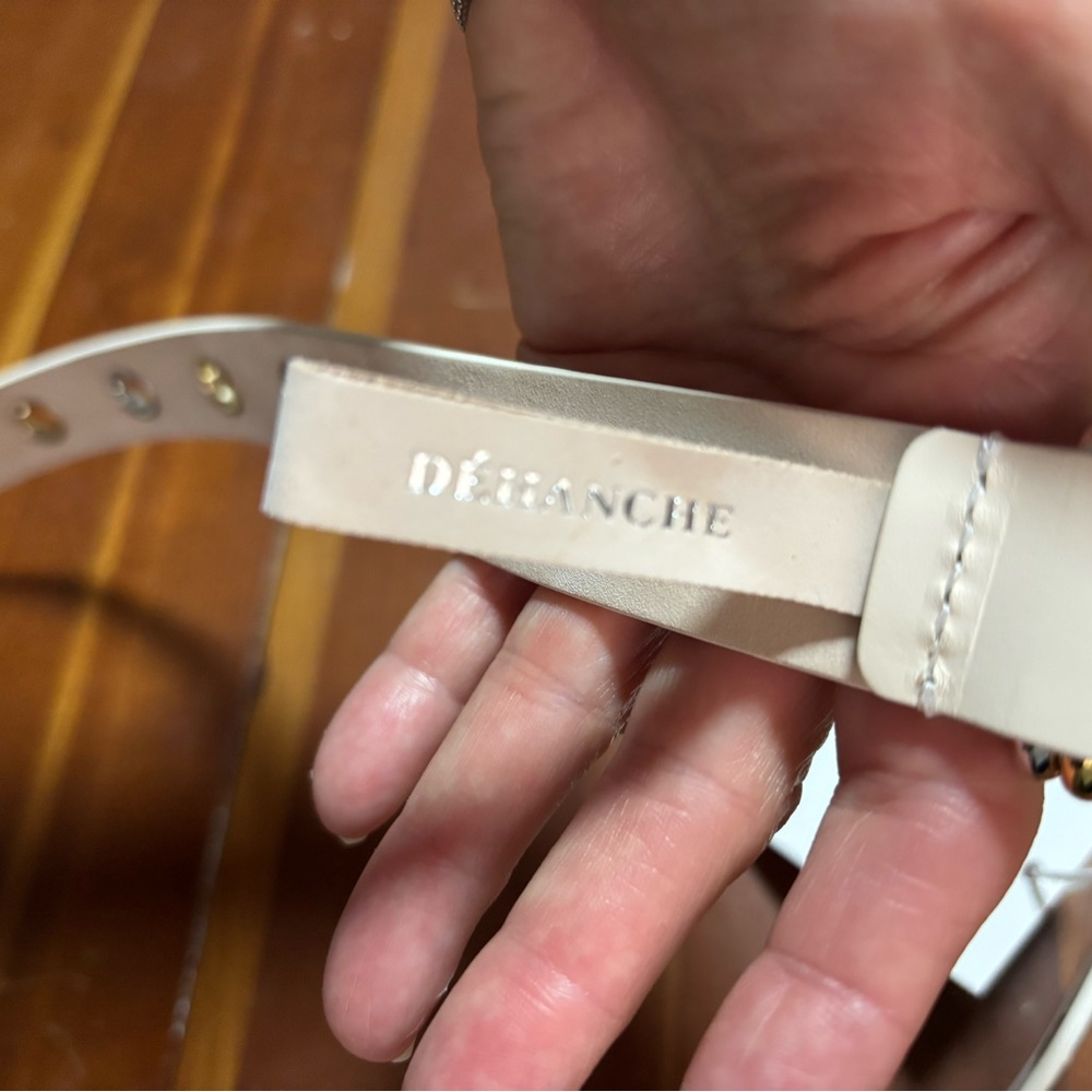 DÉHANCHE Hollyhock Rivet Mixed Metal Belt, Size L Ivory & Silver & 24K Gold NWT - Picture 6 of 9